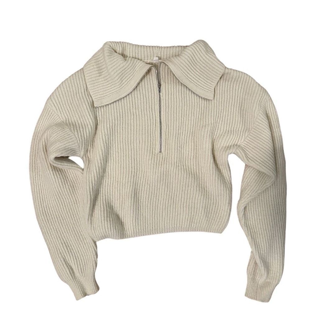 For Love & Lemons Cream Quarter Zip Sweater - Picture 3 of 6